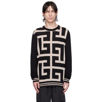 발망 Balmain Black & Beige Monogram Sweater 232251M201002
