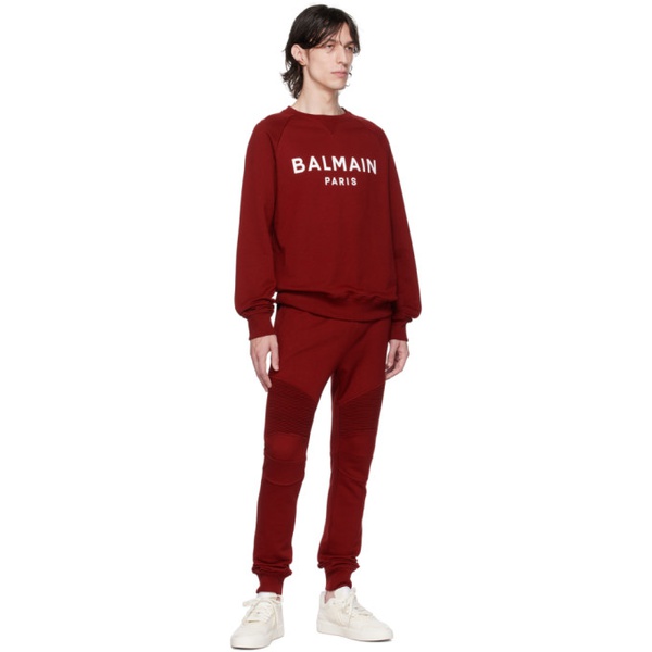발망 발망 Balmain Red Printed Sweatshirt 232251M204006