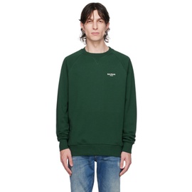 발망 Balmain Green Flocked Sweatshirt 232251M204010