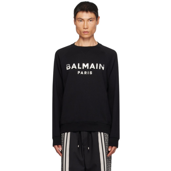 발망 발망 Balmain Black Print Sweatshirt 232251M204016