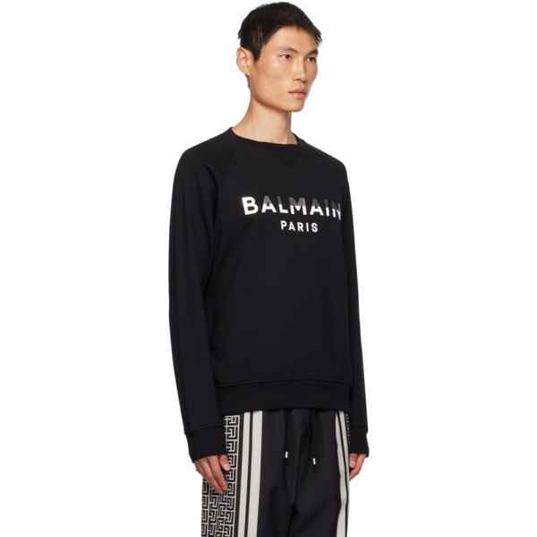 발망 발망 Balmain Black Print Sweatshirt 232251M204016