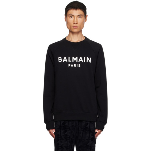 발망 발망 Balmain Black Print Sweatshirt 232251M204018