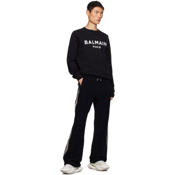 발망 발망 Balmain Black Print Sweatshirt 232251M204018