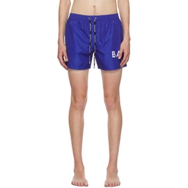 발망 Balmain Blue Printed Swim Shorts 232251M208002