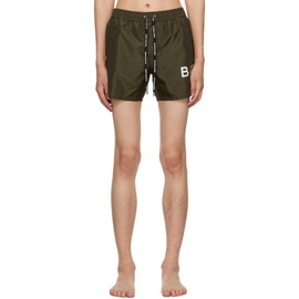 발망 Balmain Khaki Printed Swim Shorts 232251M208003