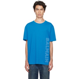 발망 Balmain Blue Embossed T-Shirt 232251M213002