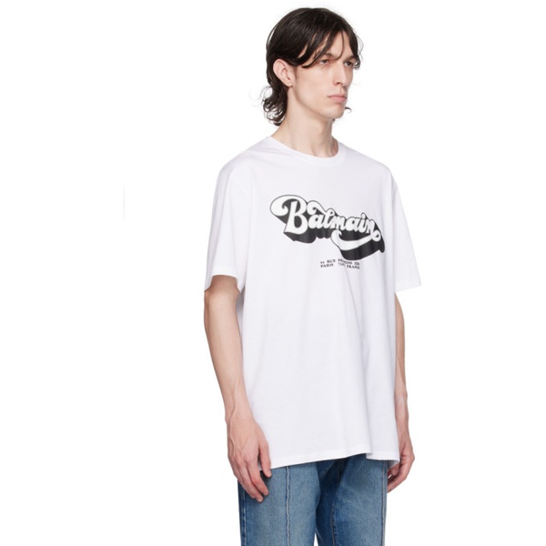 발망 발망 Balmain White 70s T-Shirt 232251M213005