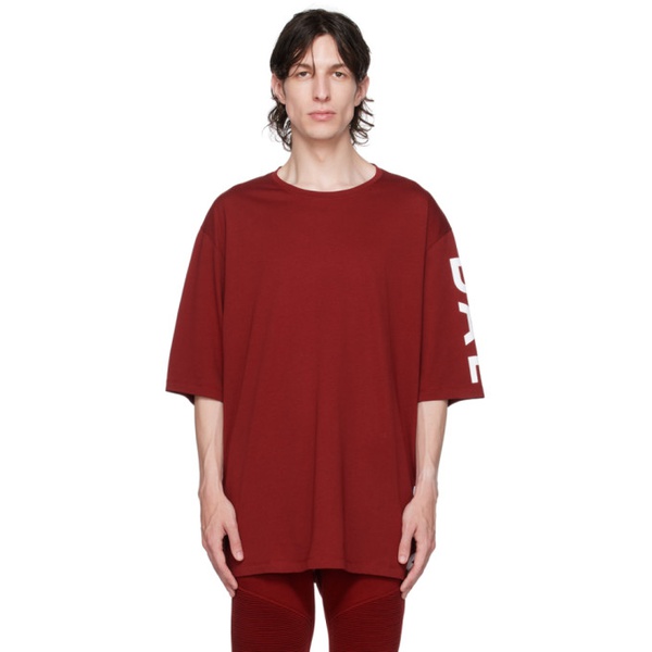 발망 발망 Balmain Red Printed T-Shirt 232251M213013