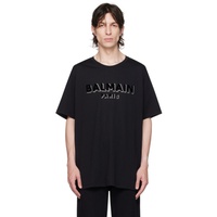 발망 Balmain Black Flocked T-Shirt 232251M213014