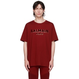 발망 Balmain Red Flocked T-Shirt 232251M213016