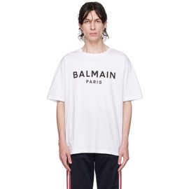 발망 Balmain White Printed T-Shirt 232251M213017