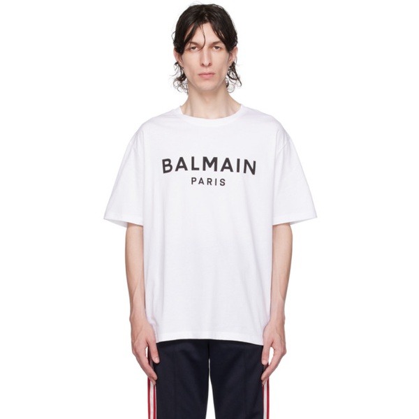 발망 발망 Balmain White Printed T-Shirt 232251M213017
