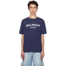 발망 Balmain Navy Printed T-Shirt 232251M213019