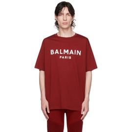 발망 Balmain Red Printed T-Shirt 232251M213020