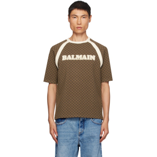 발망 발망 Balmain Brown R에트로 ETRO Mini Monogram T-Shirt 232251M213033