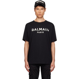 발망 Balmain Black Print T-Shirt 232251M213040