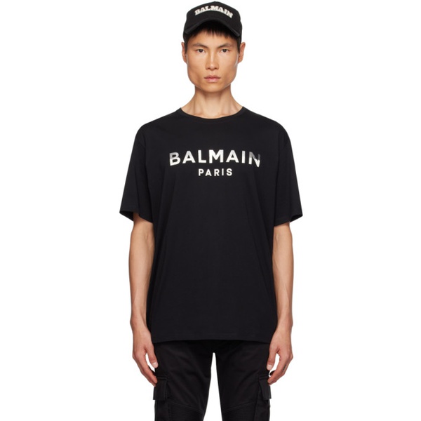 발망 발망 Balmain Black Print T-Shirt 232251M213040