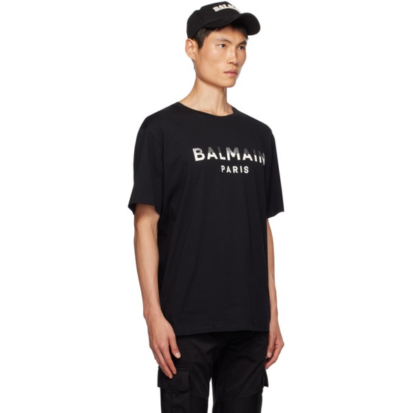 발망 발망 Balmain Black Print T-Shirt 232251M213040