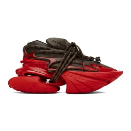 발망 Balmain Brown & Red Unicorn Sneakers 232251M237033