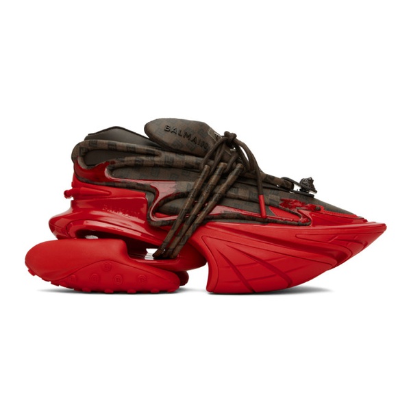 발망 발망 Balmain Brown & Red Unicorn Sneakers 232251M237033