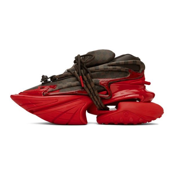 발망 발망 Balmain Brown & Red Unicorn Sneakers 232251M237033