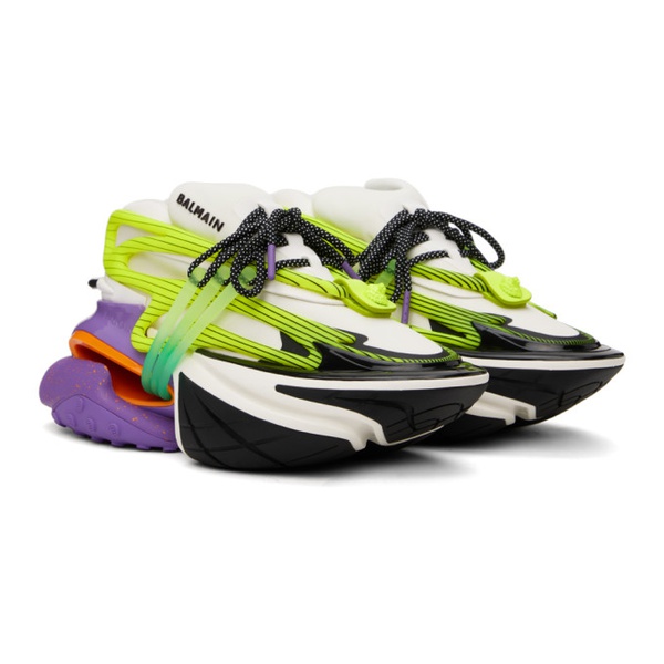 발망 발망 Balmain White & Purple Unicorn Sneakers 232251M237036