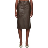 랑방 Lanvin Brown Straight Leather Midi Skirt 232254F092002
