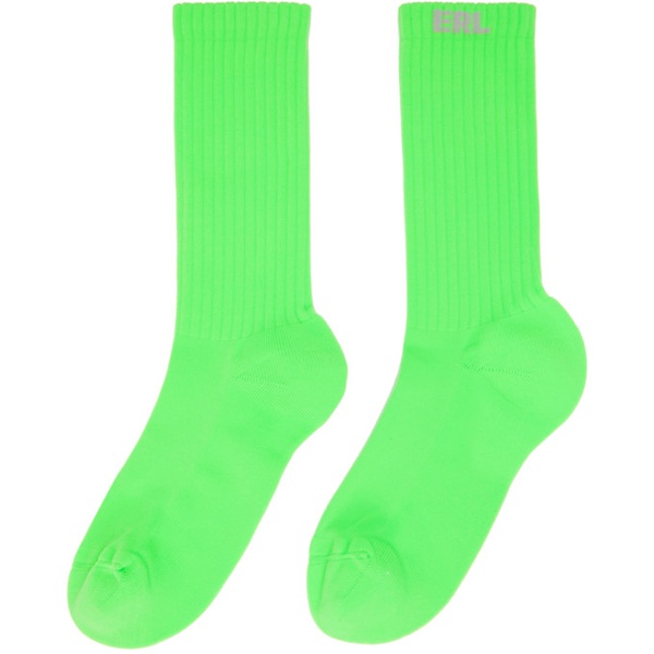  ERL Green Knit Socks 232260F076002