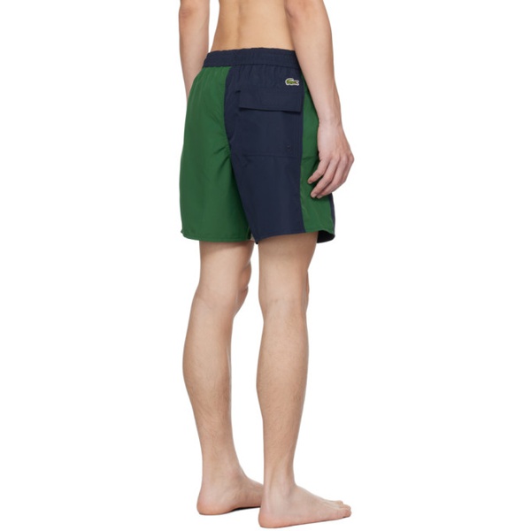 라코스테 라코스테 Lacoste Navy & Green Colorblock Swim Shorts 232268M193001