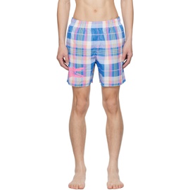 라코스테 Lacoste Blue & Pink Check Swim Shorts 232268M193006