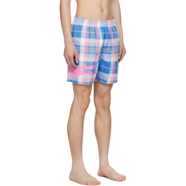 라코스테 라코스테 Lacoste Blue & Pink Check Swim Shorts 232268M193006