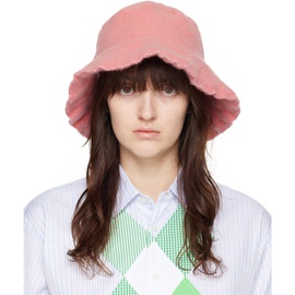Comme des Garcons Shirt Pink Wool Nylon Tweed Bucket Hat 232270F015001