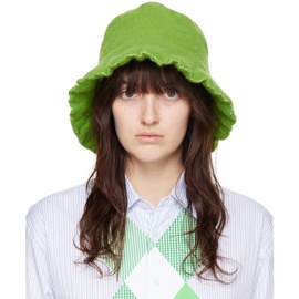 Comme des Garcons Shirt Green Wool Nylon Tweed Bucket Hat 232270F015002