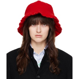Comme des Garcons Shirt Red Wool Nylon Tweed Bucket Hat 232270F015004