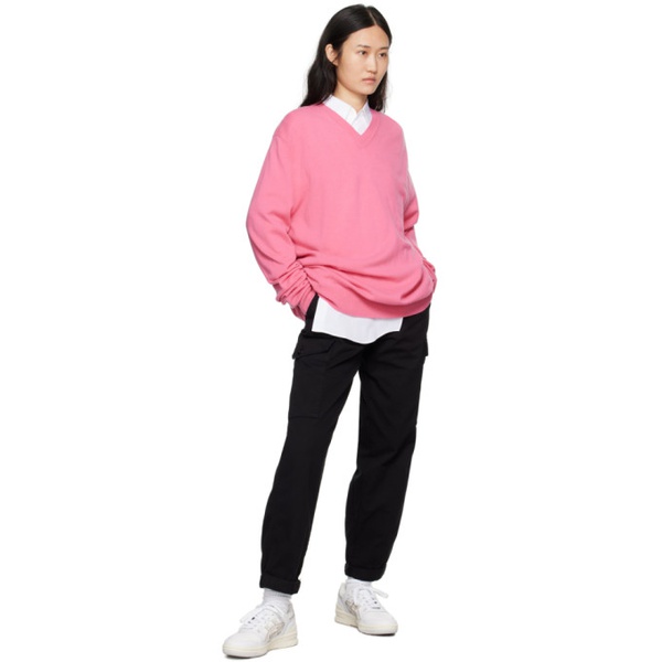  Comme des Garcons Shirt Pink V-Neck Sweater 232270F100000