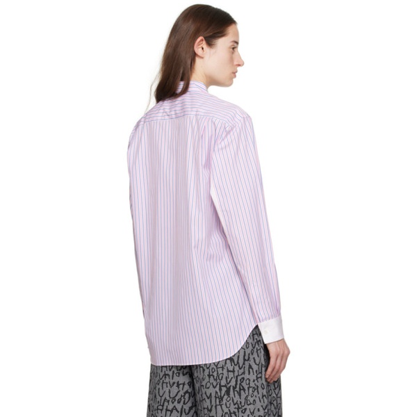  Comme des Garcons Shirt Pink & White Paneled Shirt 232270F109005