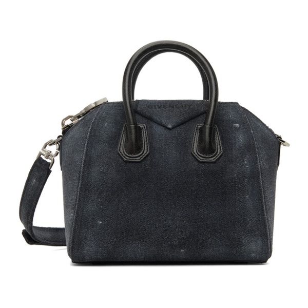 지방시 지방시 Givenchy Black Mini Antigona Denim Top Handle Bag 232278F046002
