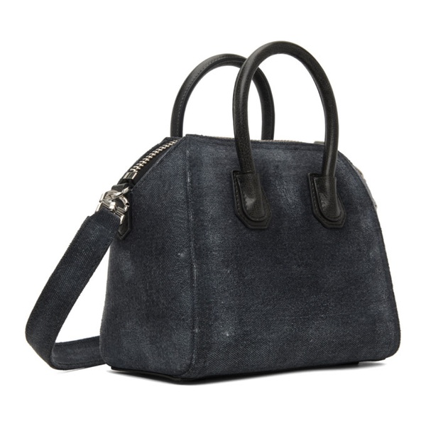 지방시 지방시 Givenchy Black Mini Antigona Denim Top Handle Bag 232278F046002
