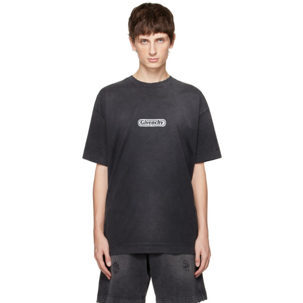 지방시 지방시 Givenchy Black Distressed T-Shirt 232278M213045