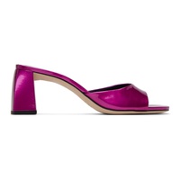 바이 파 BY FAR Pink Romy Metallic Patent Leather Heeled Sandals 232289F125030
