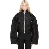 헬리엇 에밀 HELIOT EMIL Black Stiff Faux-Leather Jacket 232295M181002