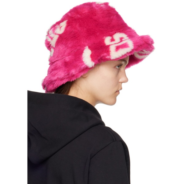  GCDS Pink Jacquard Bucket Hat 232308F015001