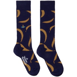 비비안 웨스트우드 Vivienne Westwood Navy Medieval Texture Socks 232314M220019