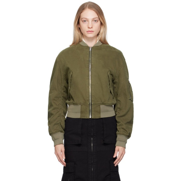 We11done Khaki MA-1 Denim Bomber Jacket 232327F058001