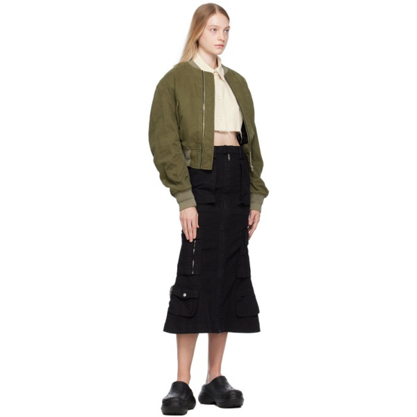 We11done Khaki MA-1 Denim Bomber Jacket 232327F058001