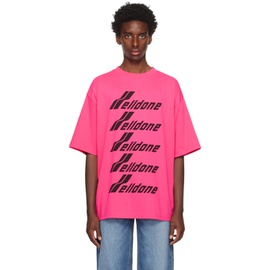 웰던 We11done Pink Printed T-Shirt 232327M213031