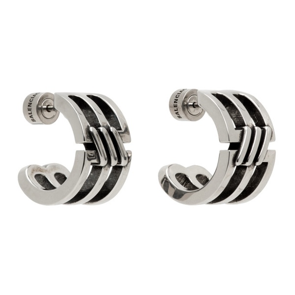 발렌시아가 발렌시아가 Balenciaga Silver BB Icon Hoop Earrings 232342F022017