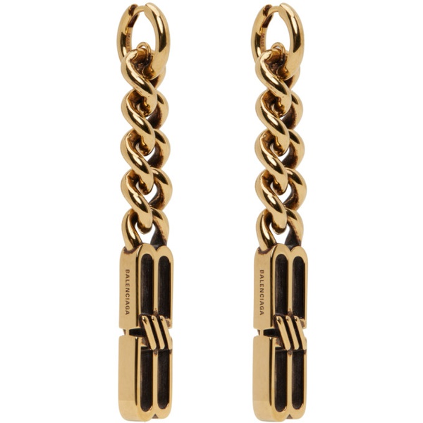 발렌시아가 발렌시아가 Balenciaga Gold BB Icon Gourmette Earrings 232342F022021