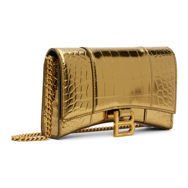 발렌시아가 발렌시아가 Balenciaga Gold Croc Hourglass Bag 232342F048091