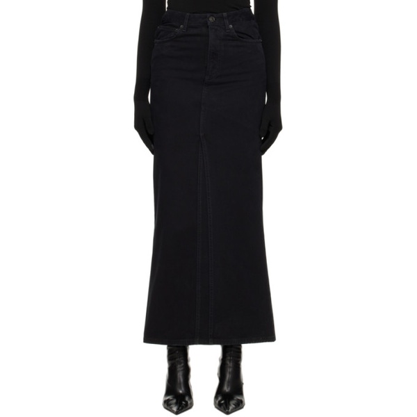 발렌시아가 발렌시아가 Balenciaga Black Vented Denim Maxi Skirt 232342F093001